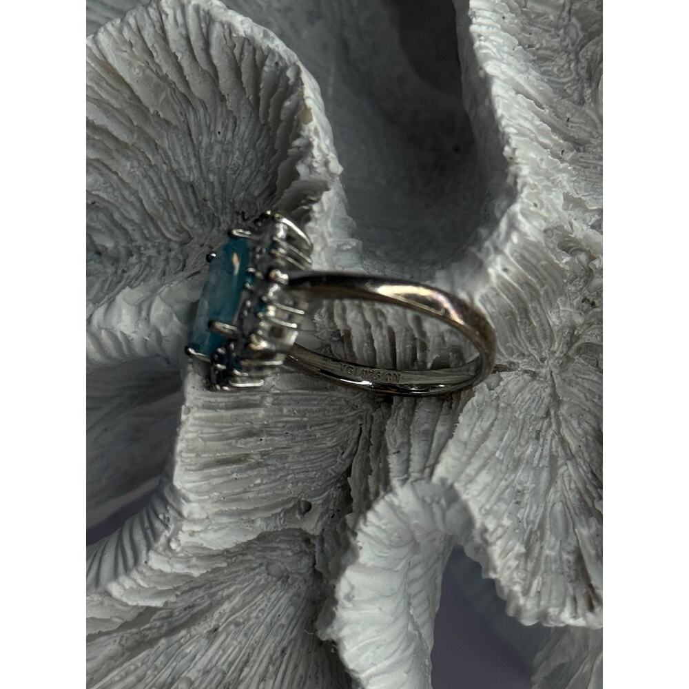 Beautiful 925 Sterling Silver Topaz & Beryl Ring Size 8 - Picture 6 of 9